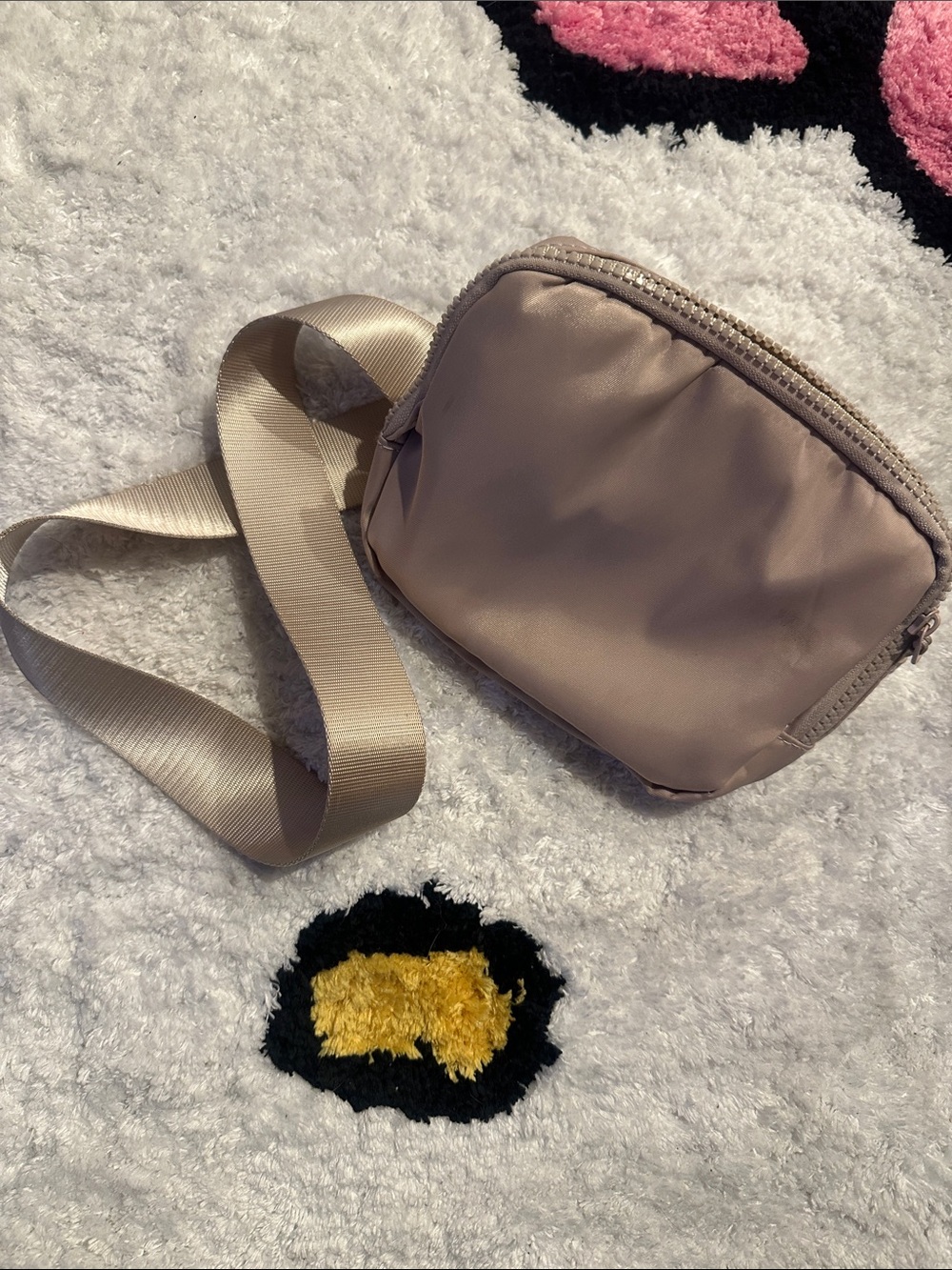 Taupe Nylon Crossbody Belt Bag